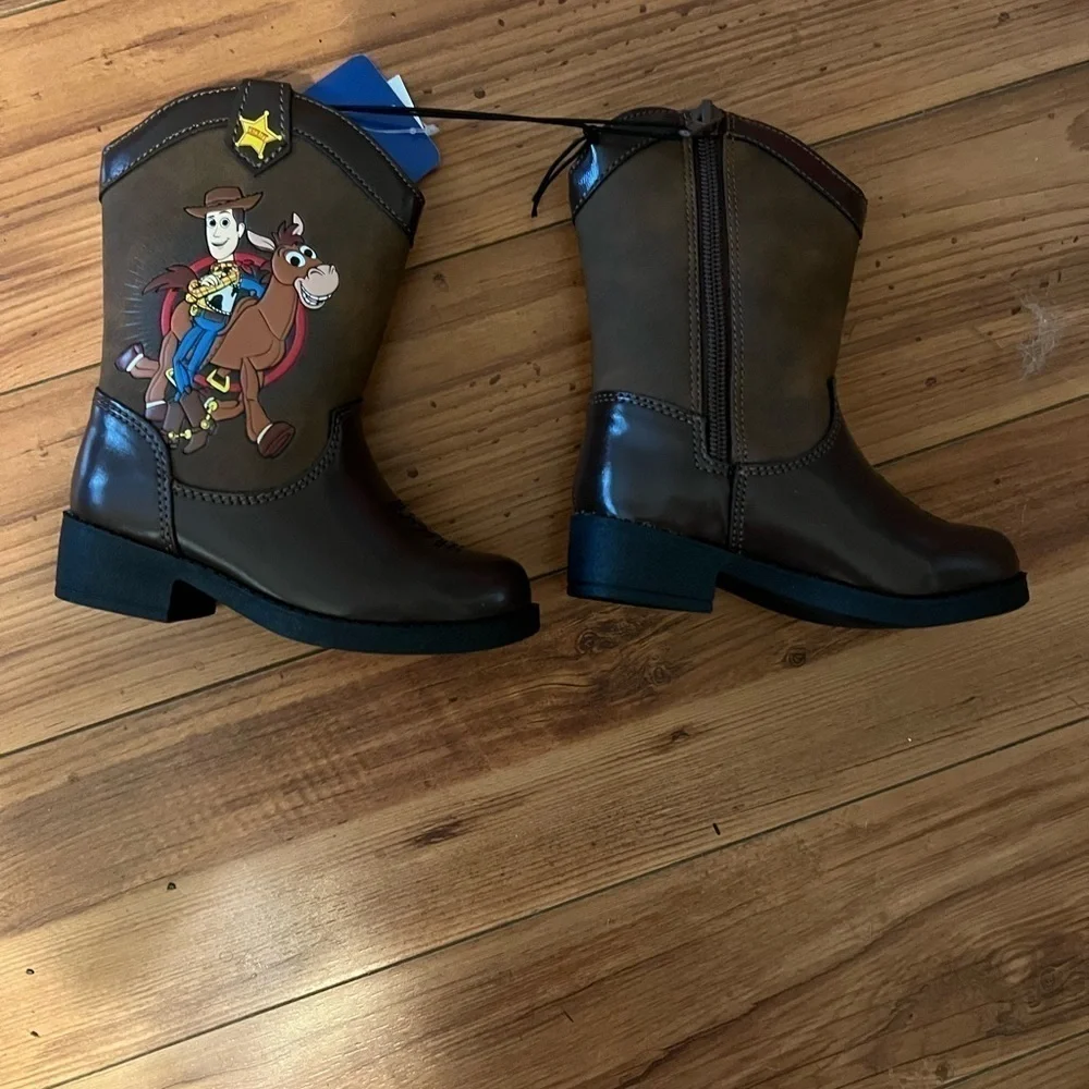 RARE Josmo Disney Pixar Toy Story Woody & Bullseye Sturdy Brown Cowboy Boots NEW